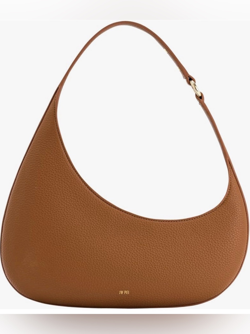 JW PEI Cognac Pebbled Crescent Shoulder Bag with Gold Hardware